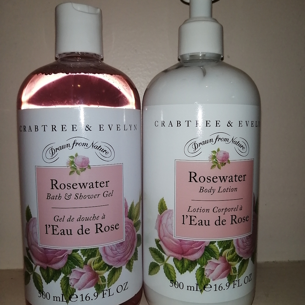 Crabtree and Evelyn NEW Rosewater Body Lotion 500ML + Shower Gel
